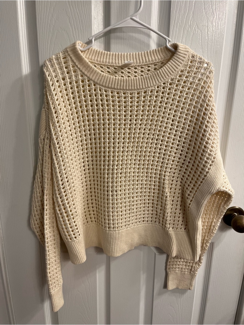 Old Navy Cream Open-Knit Crewneck Sweater